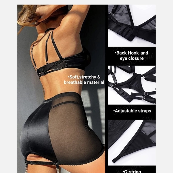 Sexy Women's Lingerie Teddy Babydoll Bra and Short Skirt with Garter Sleepwear - Picture 14 of 16